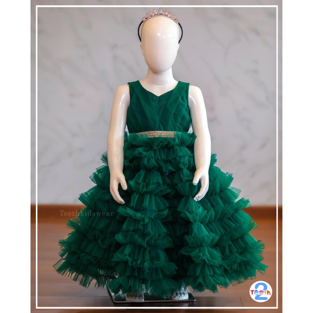 Emerald Ruffle Princess Gown - image 1