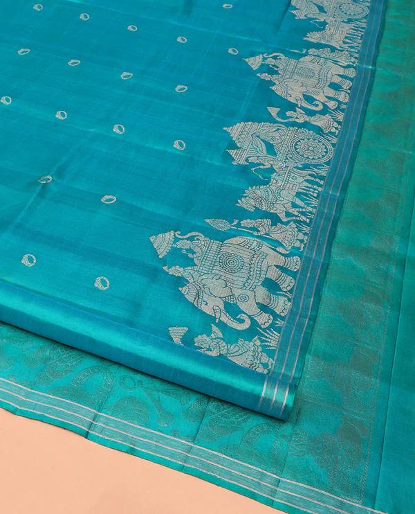 Blue Mayuri Soft Silk Saree - image 5