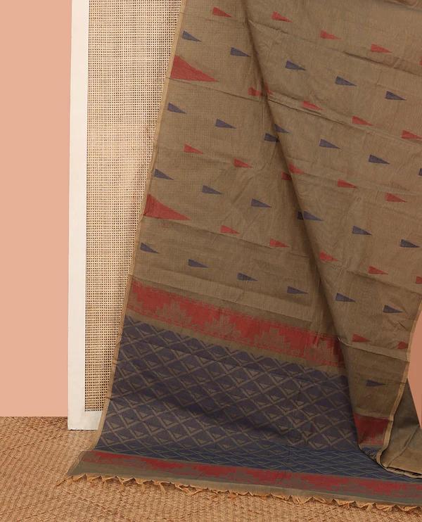 Borderless Brown Kanchi Cotton Saree - image 3