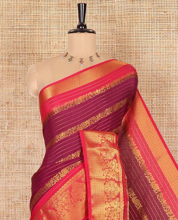 Purple Moss Chiffon Saree - image 3