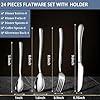 24-Piece Stainless Steel Cutlery Set with Holder – Silver - image 4