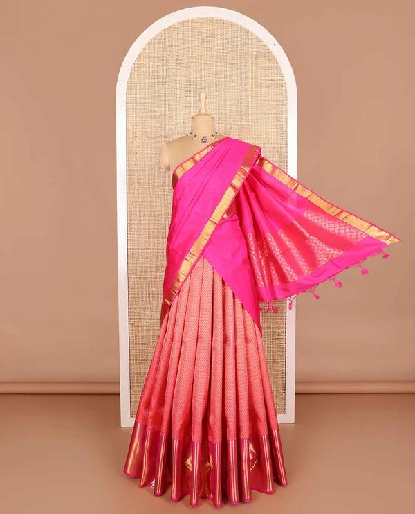 Red pure silk half-saree - image 1