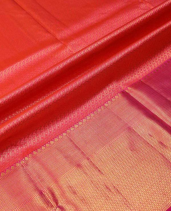 Red pure silk half-saree - image 5