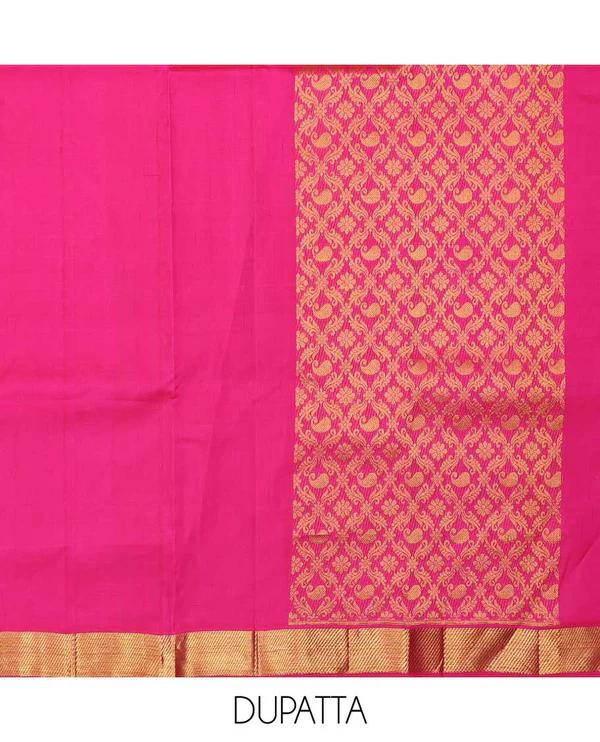 Red pure silk half-saree - image 3