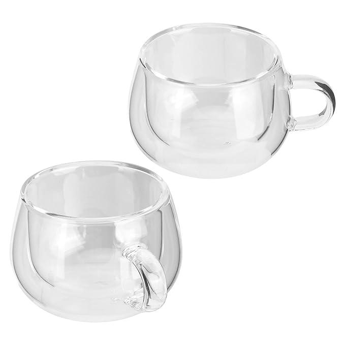 Double Layer Glass Tea Cups with Handle – 150ML (Clear) - image 3