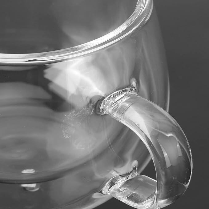 Double Layer Glass Tea Cups with Handle – 150ML (Clear) - image 2