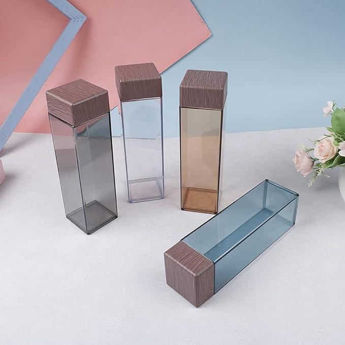 Kekafu 480ML Transparent Square Water Bottle – Wood Grain Lid - image 2