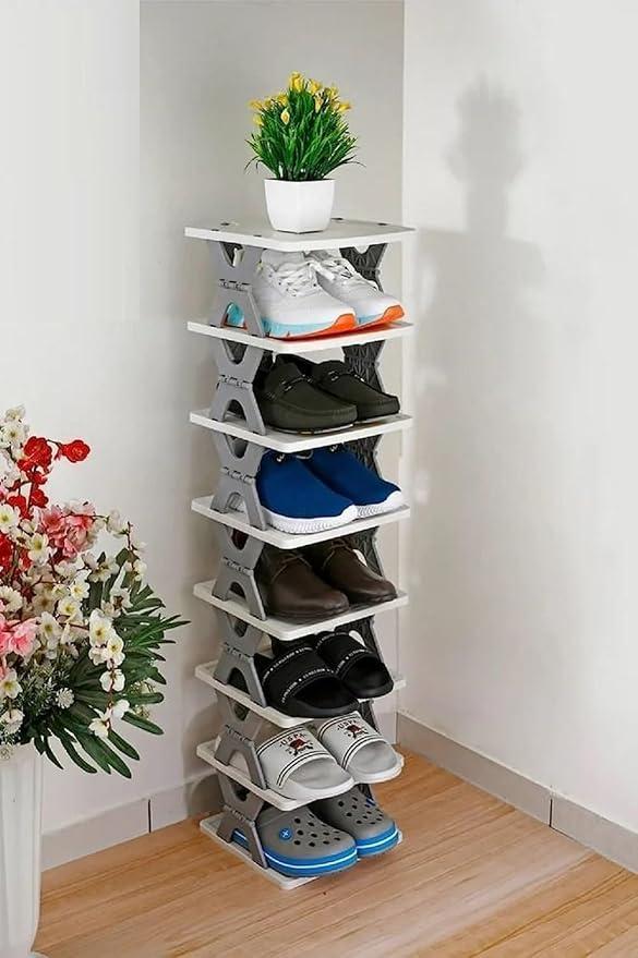 NAVRANG Foldable & Collapsible Heavy Duty Plastic Shelf Storage – 8-Layer Corner Tier Stand - image 1