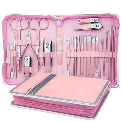 26-in-1 Professional Manicure & Pedicure Kit – Stainless Steel Nail Care Set (Pink) - image 1