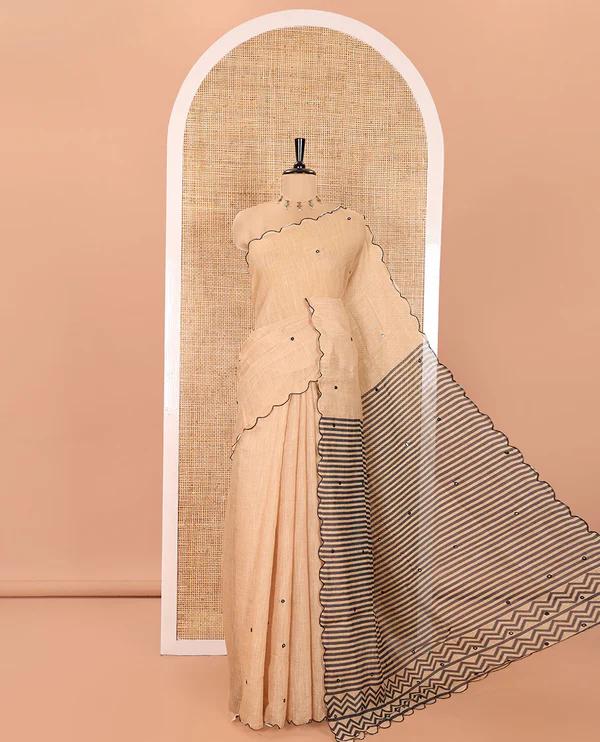 Chikku Linen Cotton Saree - image 1