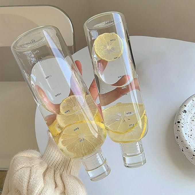 Transparent Glass Water Bottle – 750ML High Borosilicate with Time Scale - image 3