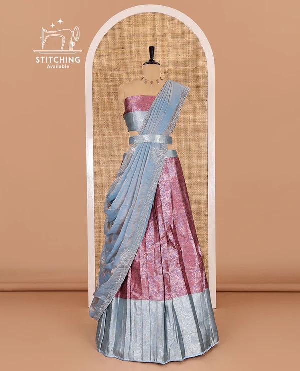 Pink banarasi half-saree - image 1