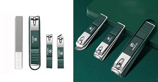 Nail Cutter Set with Glass File – 4 Pieces (Green, Stainless Steel) - image 4