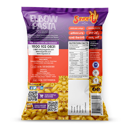 Savorit Durum Wheat Pasta 500g (Elbow) - image 3