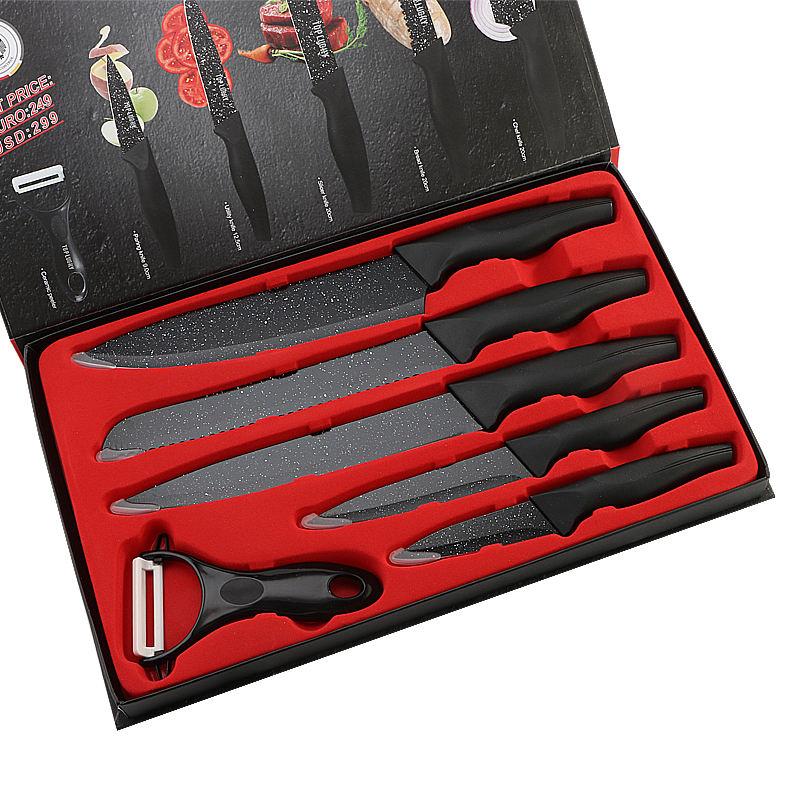 Exclusive 6-Piece Stainless Steel Marble Coating Kitchen Knife Set - image 1