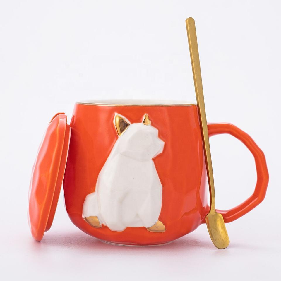 3D Animal Design Ceramic Coffee Mug with Spoon - image 1