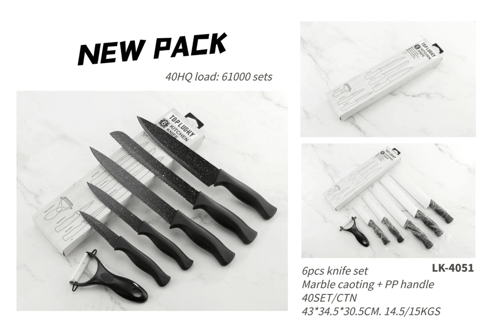 Exclusive 6-Piece Stainless Steel Marble Coating Kitchen Knife Set - image 2