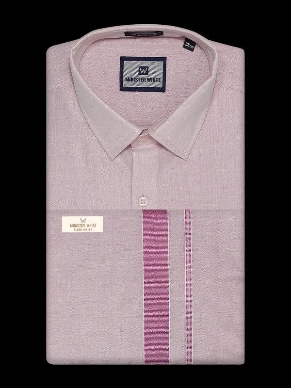 Men's Tissue Rose Color Flexi Dhoti Shirt - image 1