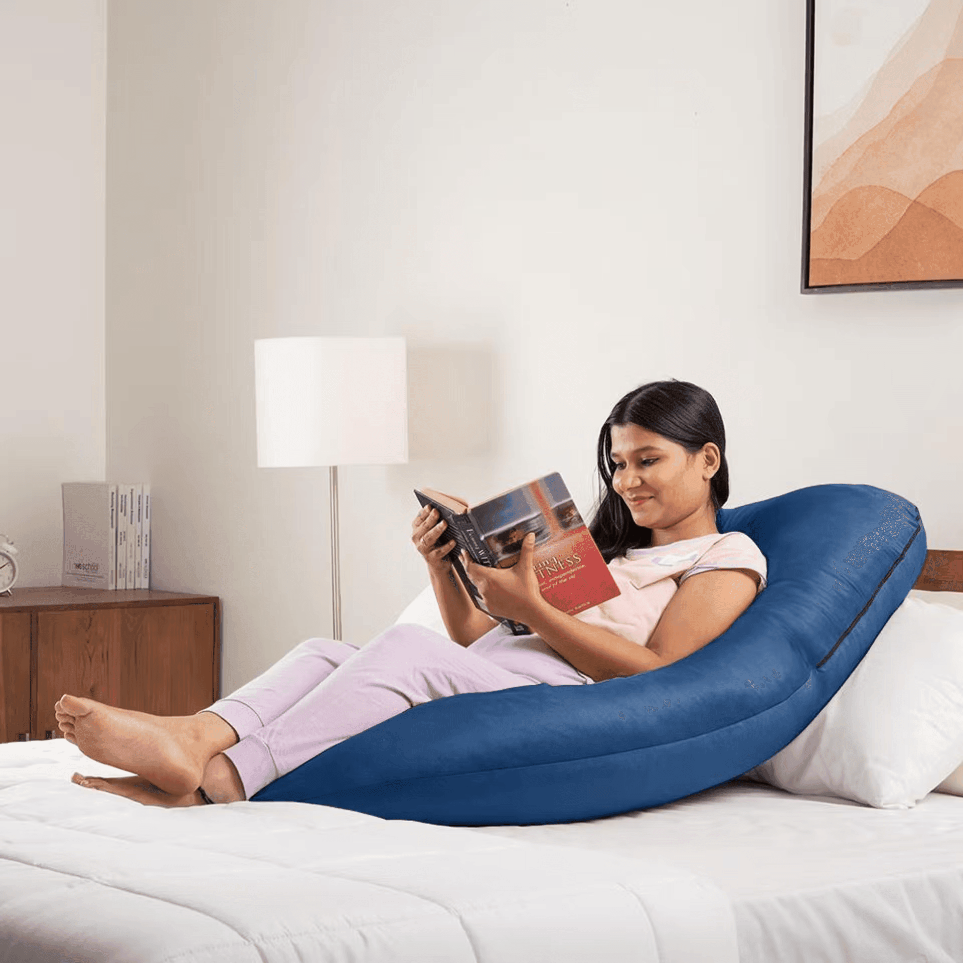 Maternity Pillow for Pregnancy Support | G Shape | Super Soft & Machine Washable Velvet Cover | Dark Blue - image 1