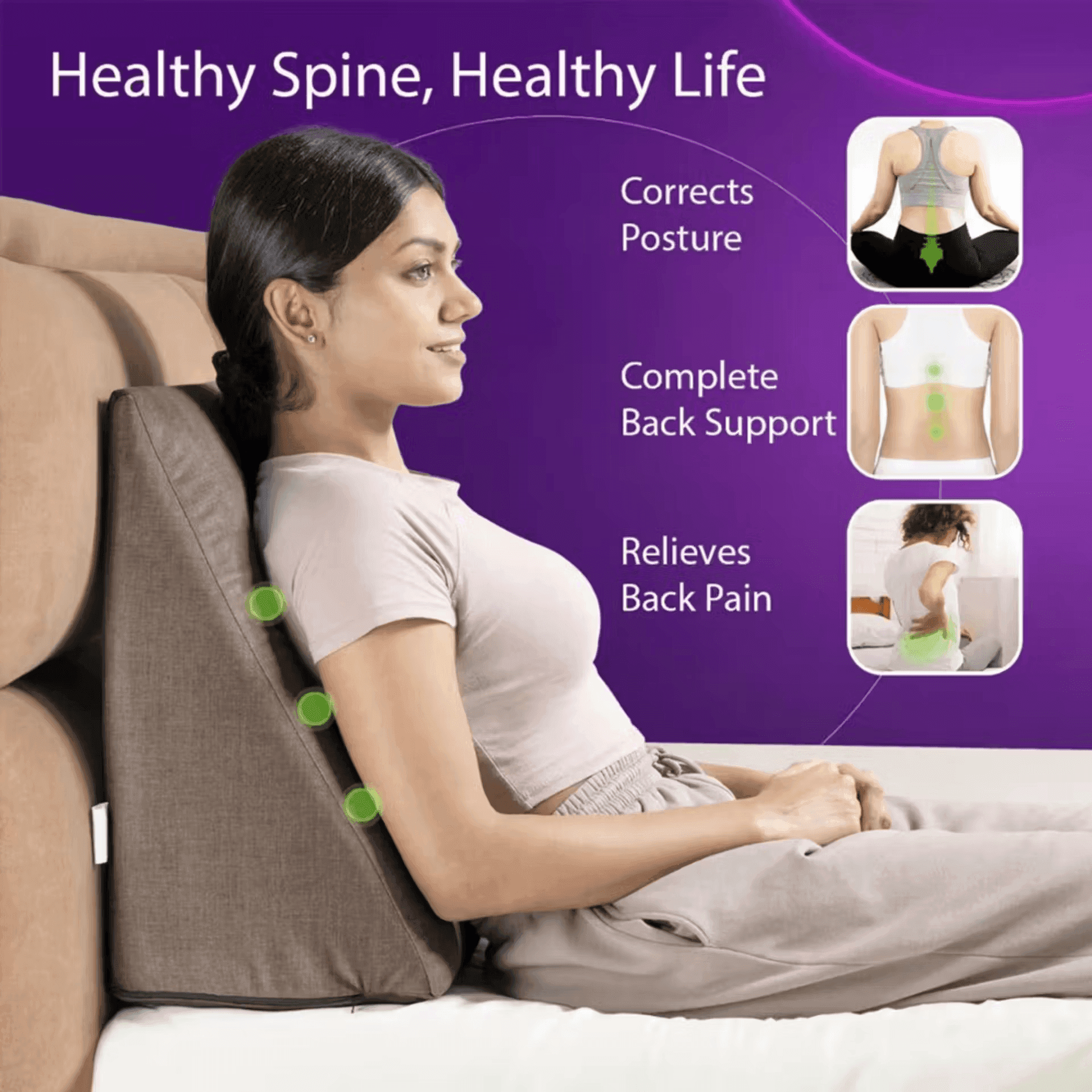Wedge Pillow | Prevents Acid Reflux & Snoring | Made of Memory Foam | Soft Washable Cover | Brown - image 1