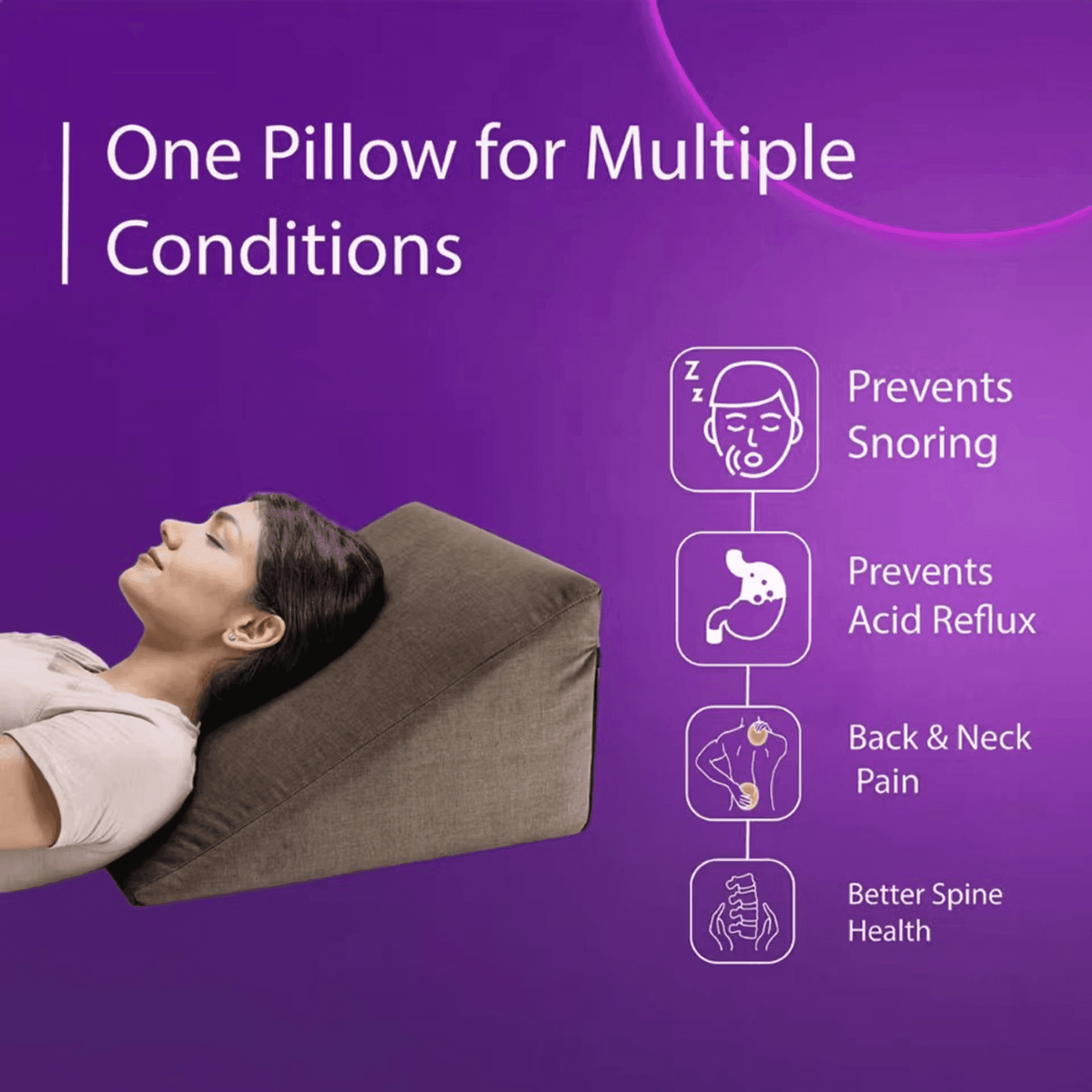 Wedge Pillow | Prevents Acid Reflux & Snoring | Made of Memory Foam | Soft Washable Cover | Brown - image 2